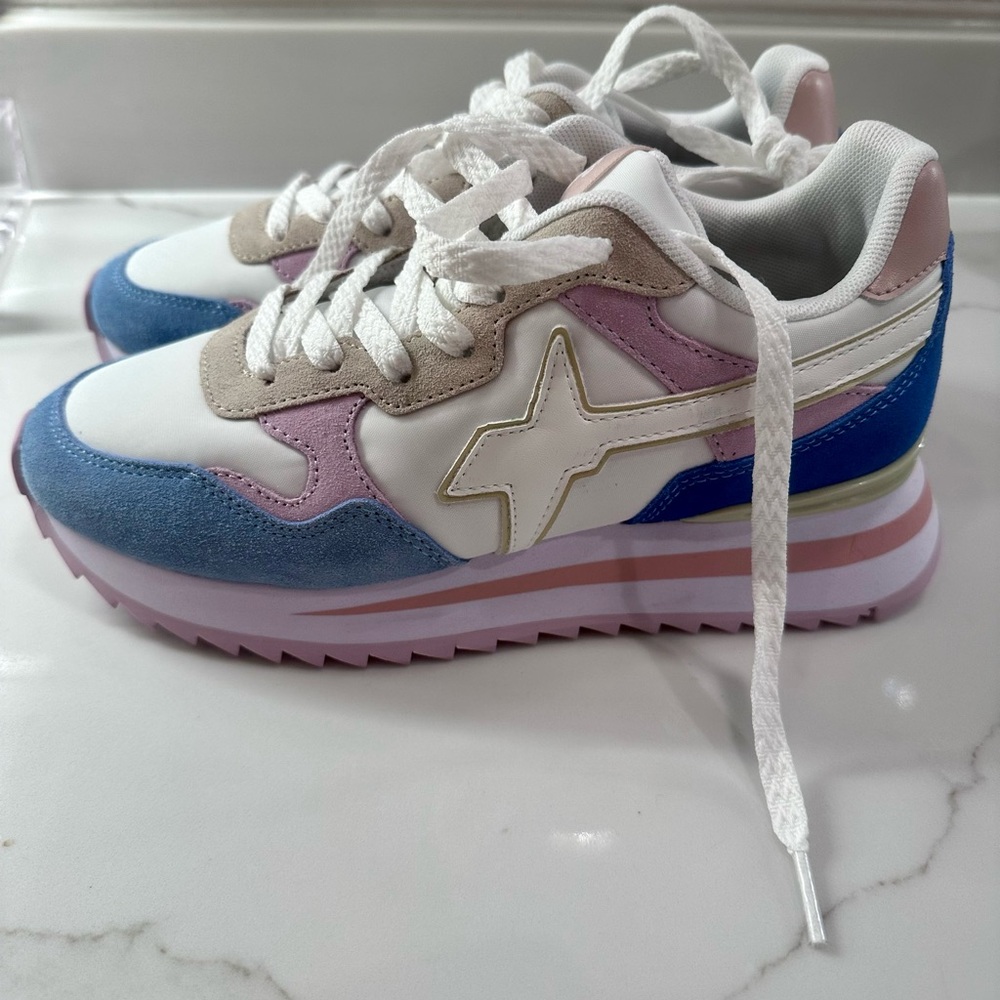 W6YZ      Yak suede colorblock retro platform sneakers - Picture 8 of 12